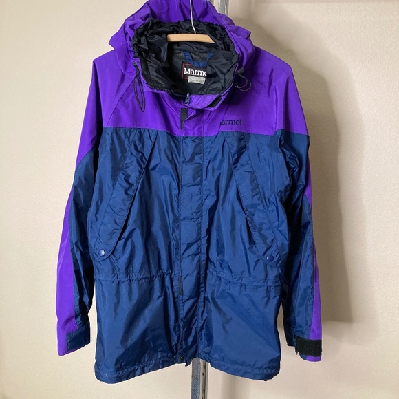 Marmot Gore•Tex Nylon Jacket Women's Medium Purple Navy Hooded - Picture 1 of 12